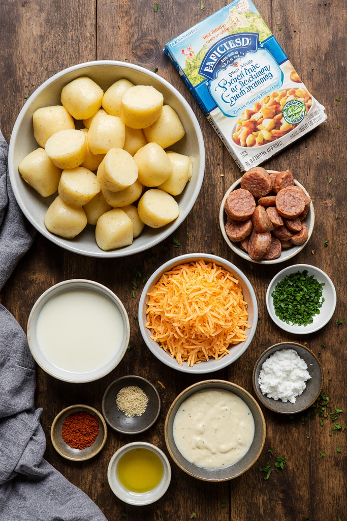 Cheesy Ranch Potatoes and Smoked Sausage