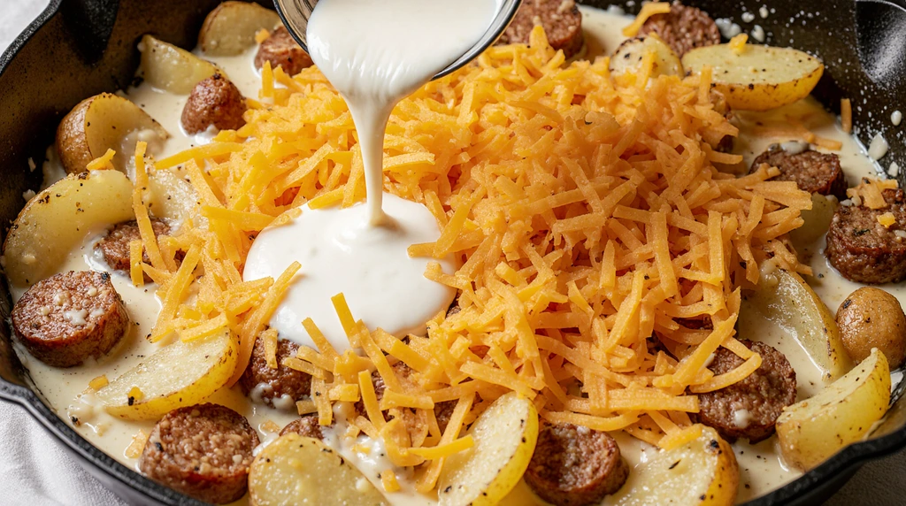Cheesy Ranch Potatoes and Smoked Sausage