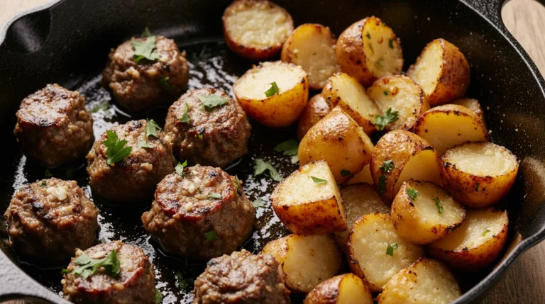 Garlic Steak Bites and Potatoes