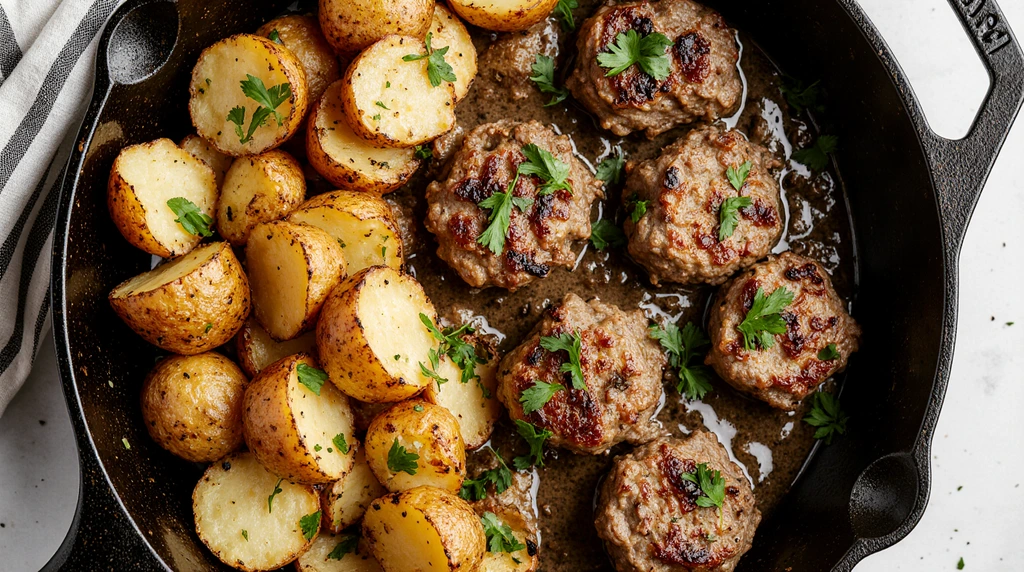 Garlic Steak Bites and Potatoes