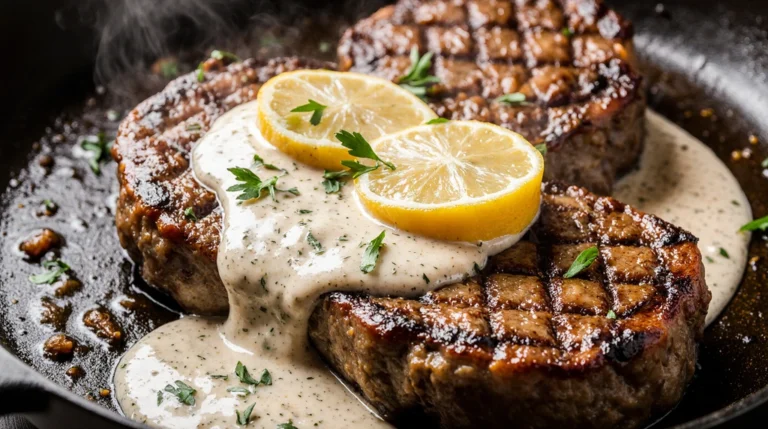 Steak with Creamy Garlic Sauce