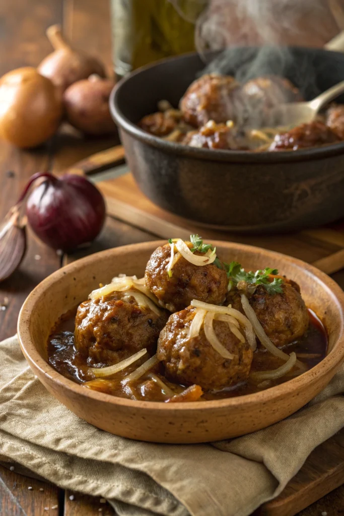 crockpot french onion meatballs