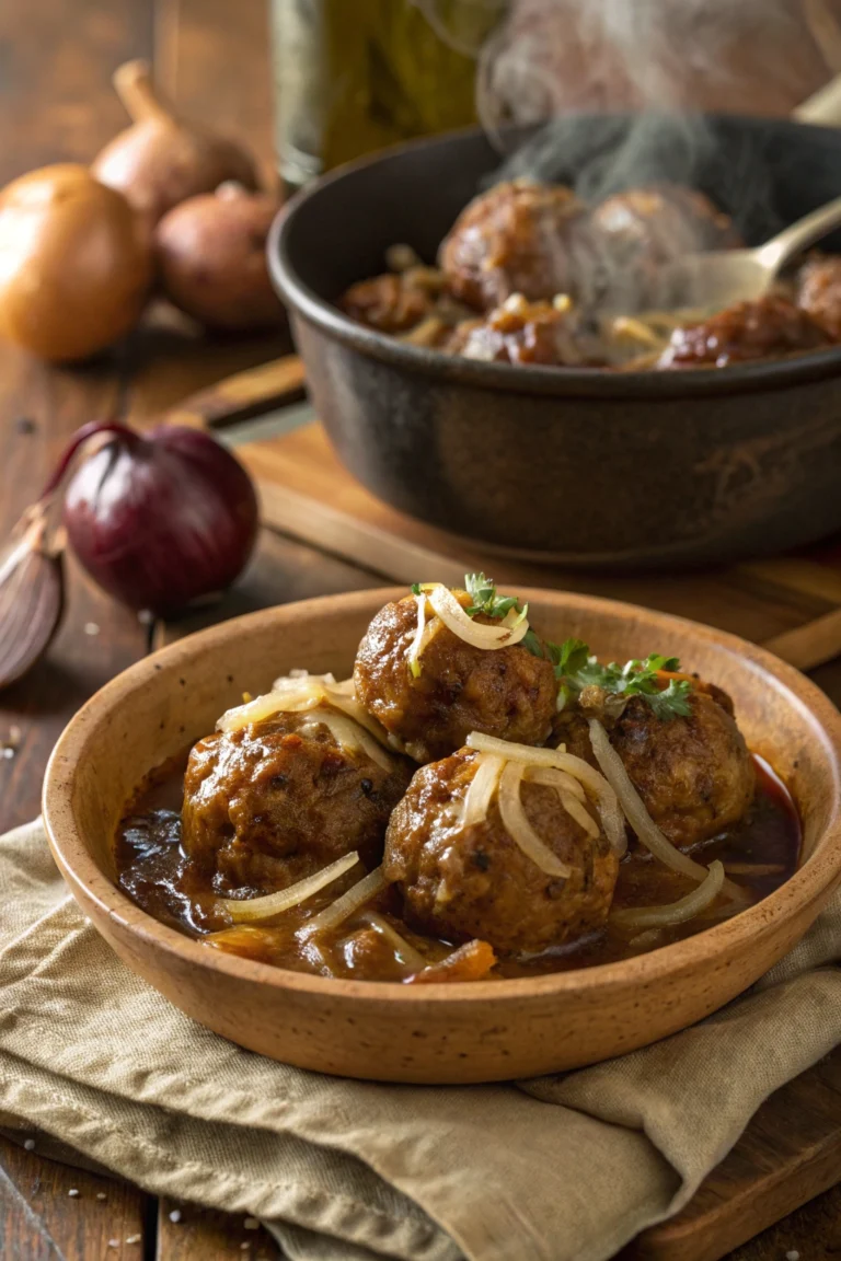 crockpot french onion meatballs