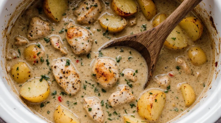 Garlic Parmesan Crockpot Chicken and Potatoes