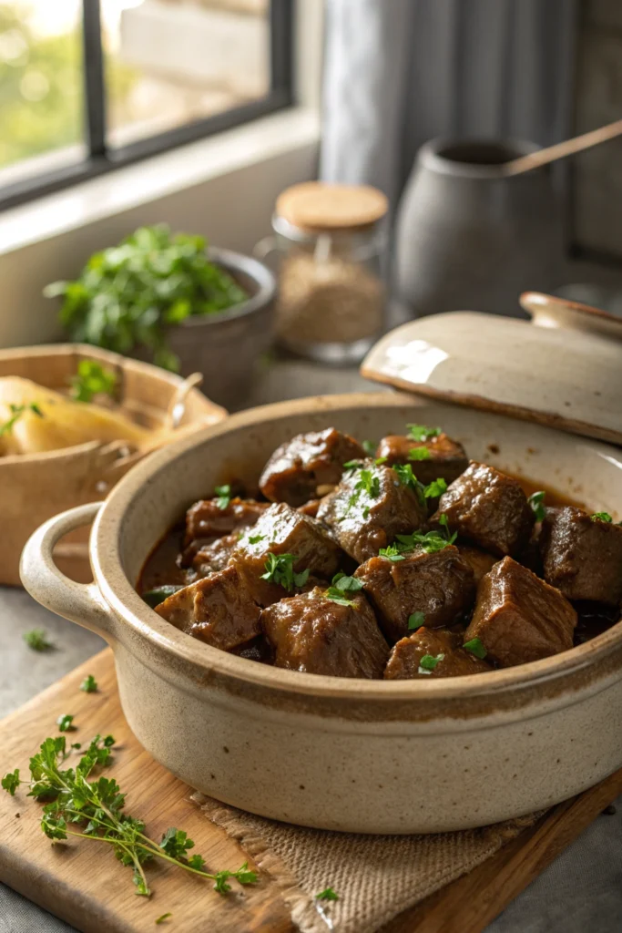 slow cooker garlic butter beef bites 