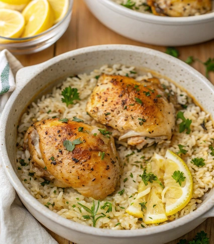 Slow Cooker Lemon Herb Chicken and Rice