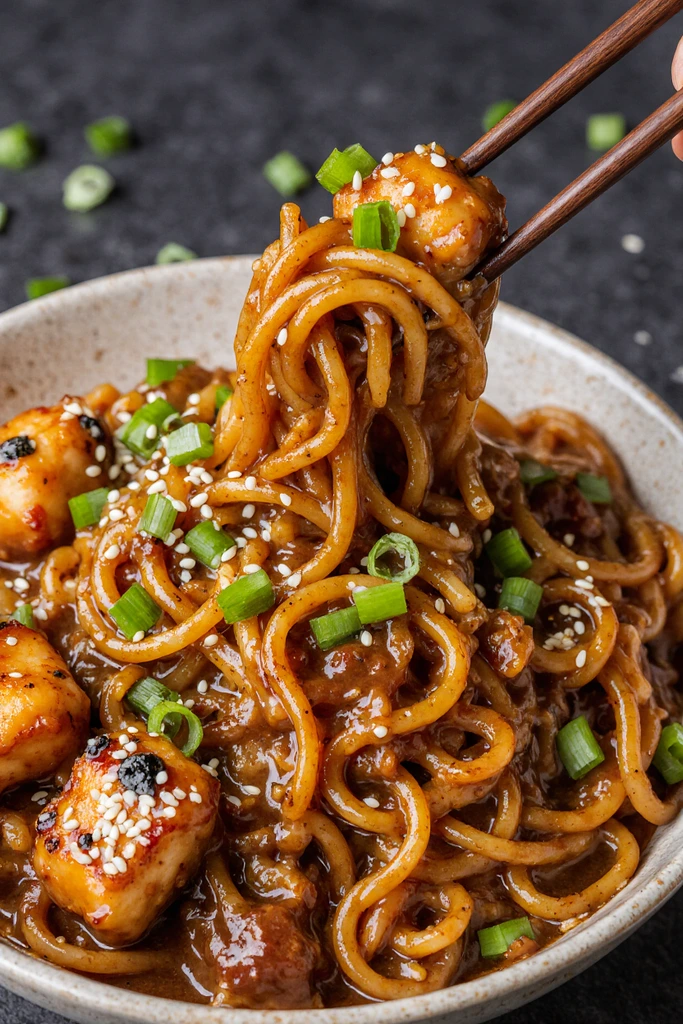 Sticky Garlic Chicken Noodles